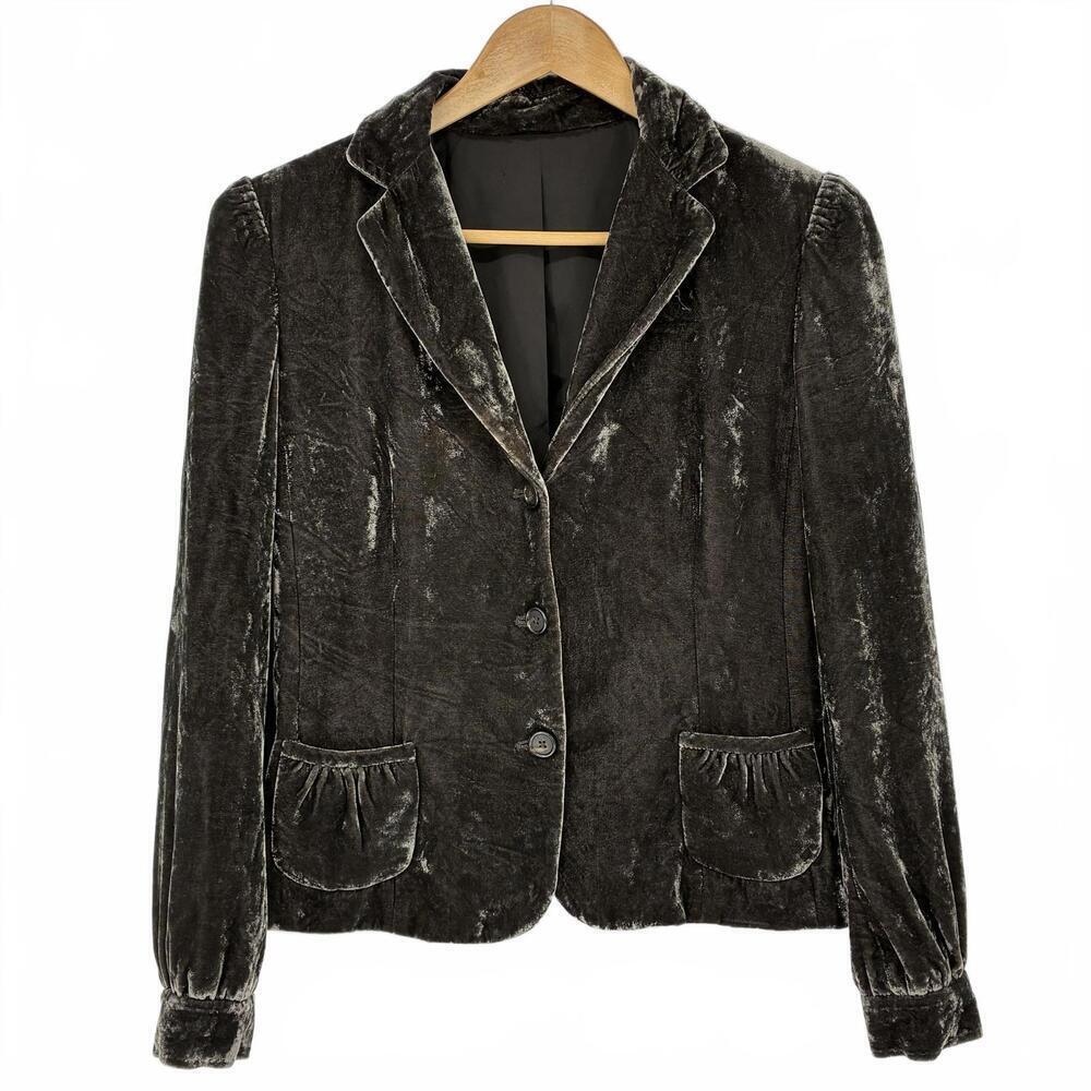 Tahari Women's Velvet Silk Blazer Jacket with Button Closure